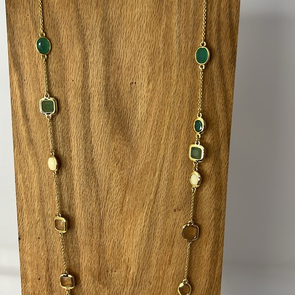 Kate Spade beautiful gold mixed stone long statement necklace - Picture 4 of 6